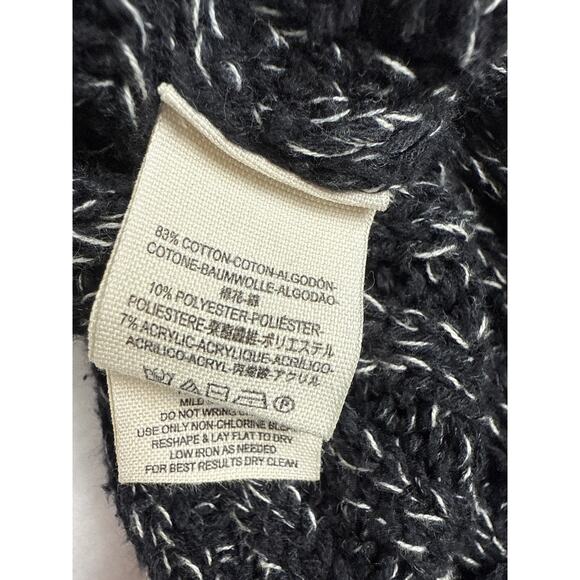 Free people black marled ballet twisted cableturtle neck cropped sweater size M - Picture 5 of 9